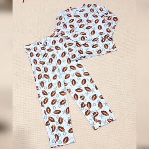 Posh Peanut Field Day Football Pajama Set, Bamboo/Spandex, Unisex Med. EUC